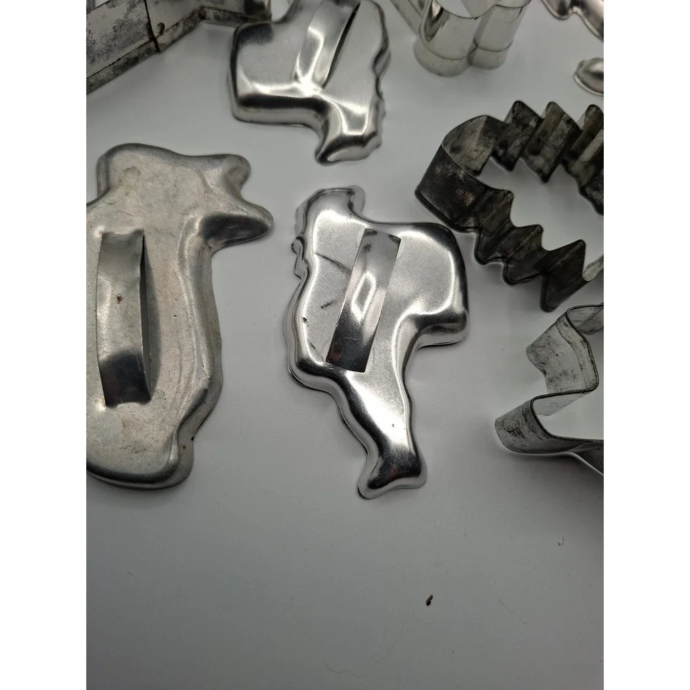 Vintage Metal Cookie Cutter 19 Pc assorted dog bone Angel Reindeer Animals heart